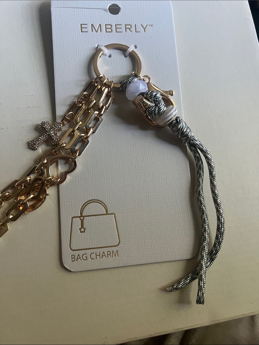 Emberly Gold & Silver Braided Tassel Keychain Bag Charm